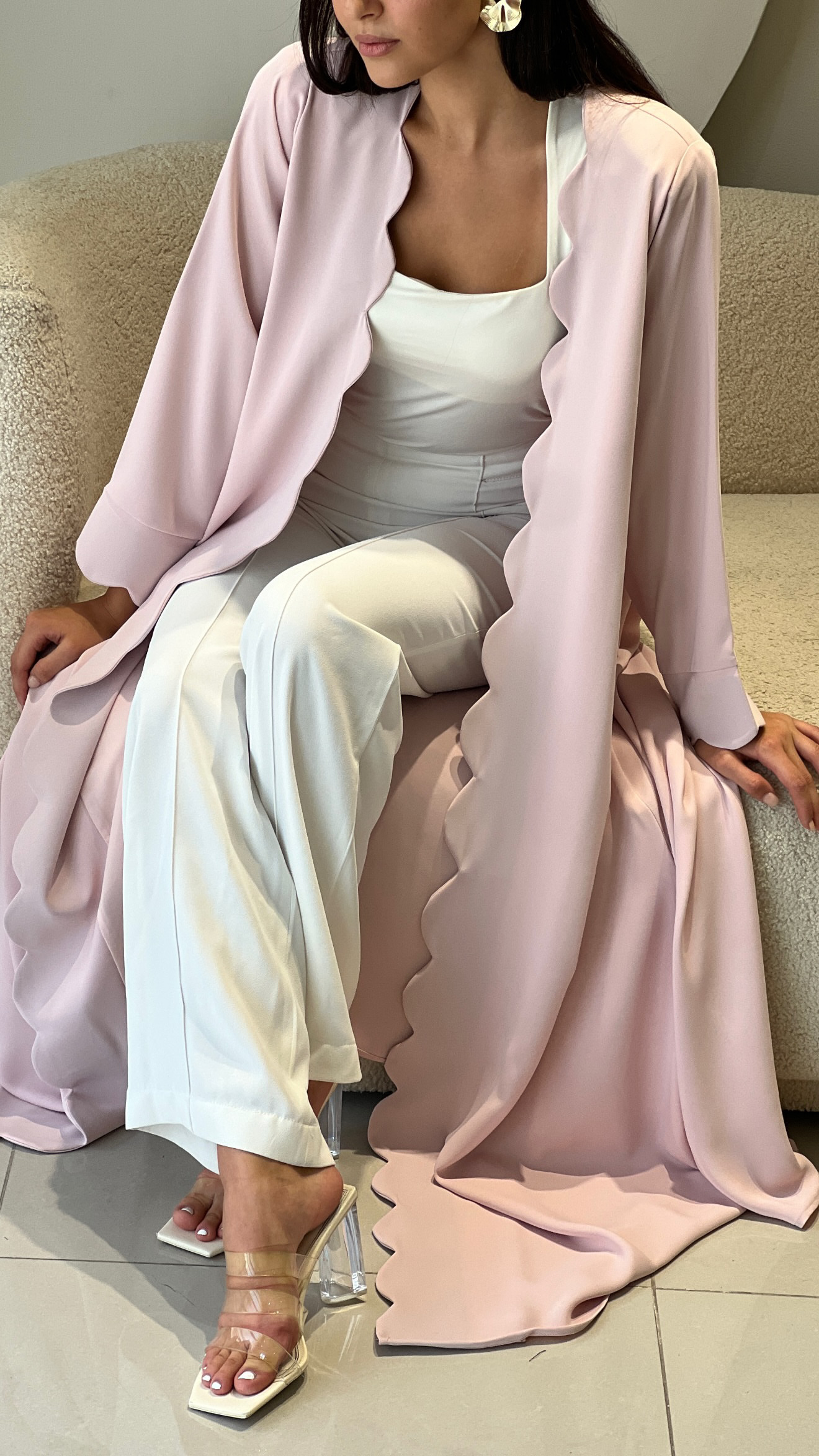 Plain layer cut colored abaya